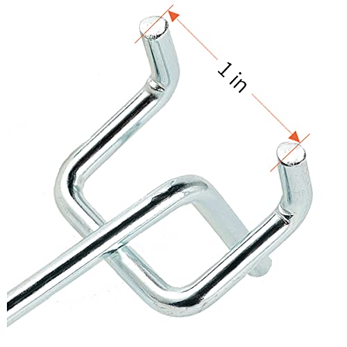 Rawall 2 Inch 50-Pack,Sturdy and Durable L Shape Galvanized Metal suitbale for 1/4 and 1/8 Pegboard Hooks with Rubber Tipped,Pegboard Hooks for Garage,Office,Kitchen,Store(Silver)