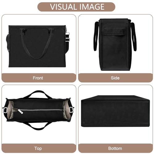 ONEGenug Large Canvas Tote Bag for Women with Multi Pockets, Women's Tote Handbags, Laptop Crossbody Bag with Zipper for Work Travel