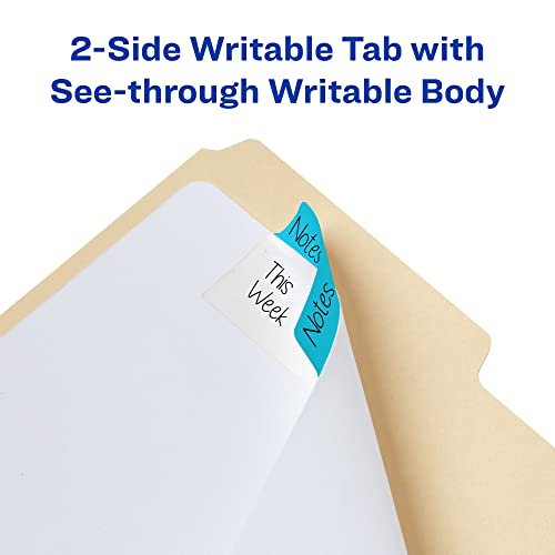 Avery Filing Ultra Tabs, 3" x 1.5", 2-Side Writable, Red/Blue/Green, 24 Repositionable File Tabs (74775)
