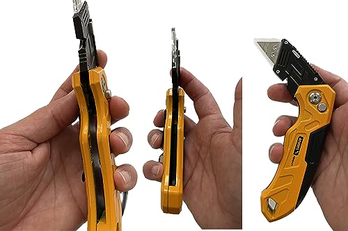 Veltec Pro Folding Utility Knife with 3 Extra SK5 Blades (Orange)