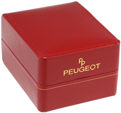 Peugeot Womens Boyfriend Large Face Case Dress Wrist Watch with Swarovski Crystal Bezel & Thick Leather Strap Band