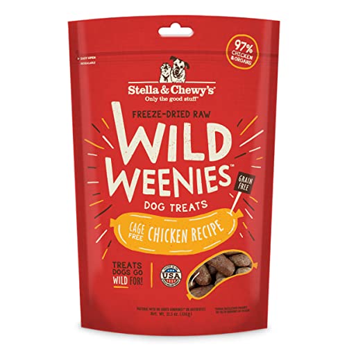 Stella & Chewy's Freeze-Dried Raw Wild Weenies Dog Treats – All-Natural, Protein Rich, Grain Free Dog & Puppy Treat – Great for Training & Rewarding – Cage-Free Chicken Recipe – 11.5 oz Bag