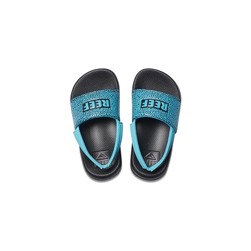 Reef Kids Boys Sandals, Little One Slide, Flying Sharks, 4