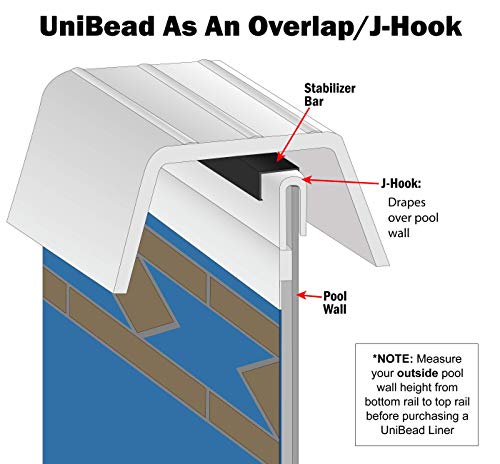 Smartline Crystal Tile 12-Foot-by-24-Foot Oval Liner | UniBead Style | 52-Inch Wall Height | 25 Gauge Virgin Vinyl | Designed for Steel Sided Above-Ground Swimming Pool | Universal Gasket Kit Included