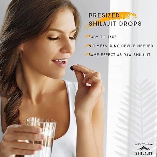 Pure Himalayan Shilajit Dry Drops, 100% Pure Natural Shilajit, Grade A, Max Potency 85+ Clean Trace Minerals & Fulvic Acid for Energy, Metabolism & Immune Support Supplement for Men & Women (60 tabs)
