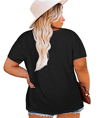 Womens Plus Size V Neck T Shirts Summer Short Sleeve Sexy Tops Casual Loose Fit Soft Basic Tees