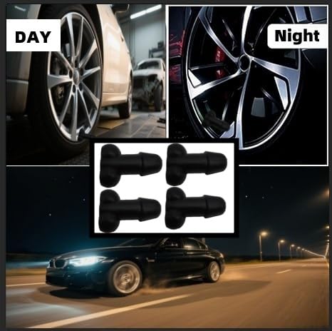 Carastora Glow-in-The-Dark Valve Stem Caps – 4-Pack Funny Wheel Accessories, Airtight, Rustproof, Dustproof & Waterproof Caps for Cars, Bikes, Trucks, Motorcycles – Universal Fit(Black)