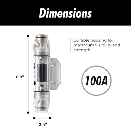 InstallGear 1/0 Gauge AWG In-Line ANL Fuse Holder (100A)