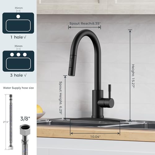 FORIOUS Kitchen Faucets, Chrome Kitchen Faucet with Pull Down Sprayer, Modern Kitchen Sink Faucet Stainless Steel, High Arc Gooseneck Faucet for Kitchen Sink, Bar, Farmhouse, Laundry
