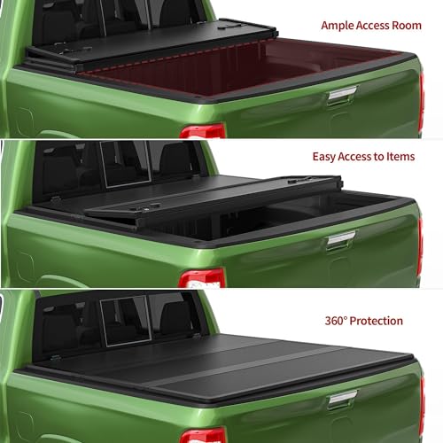 YITAMOTOR Soft Tri-fold Truck Bed Tonneau Cover Compatible with 2015-2024 Ford F150 F-150 5.5ft Bed, Reflective Strip Style