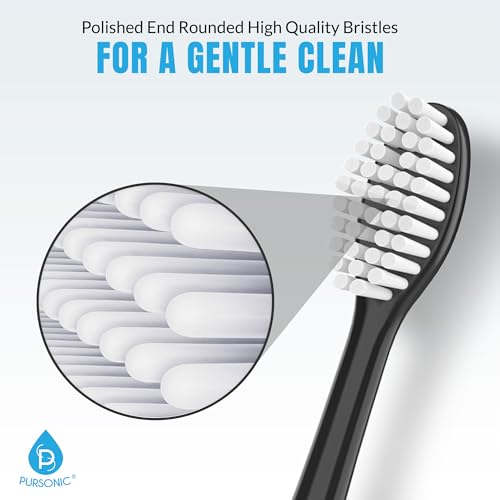 Pursonic Standard Electric Toothbrush Heads - 8 Pack Electric Toothbrush Replacement Brush Heads for Dazzlepro Elements - Tooth Brush Heads for AquaSonic Vibe, Duo Pro & Black Series Pro (Black)