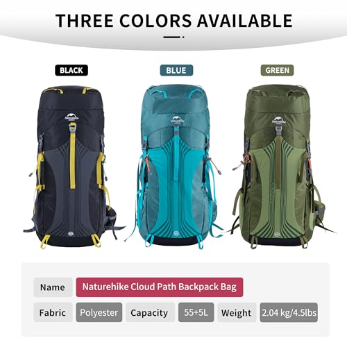 Naturehike 65L Internal Frame Hiking Backpack for Outdoor Camping Travel Backpacking, Ultralight Backpack for Adults (65L, Black)