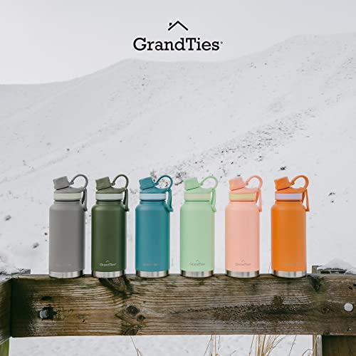 GRANDTIES 2 Lids Sports Stainless Steel Water Bottles – Wide Mouth Vacuum Insulated Reusable Leak Proof BPA-Free Travel Metal Canteen, Thermos Bottles for Men Women Gym (Ivory White 32 oz)