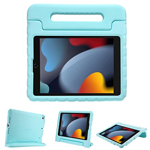 ProCase Kids Case for iPad 9th Generation/iPad 8/iPad 7, iPad 10.2 Case 2021 2020 2019/iPad Air 10.5/iPad Pro 10.5 Kids Case, Shockproof Lightweight Case with Convertible Handle Stand-Aqua