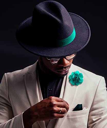 Vittorio Vico Men's Formal Solid Color Flower Lapel Pin - Brooch, Boutonniere for Men (Peach)