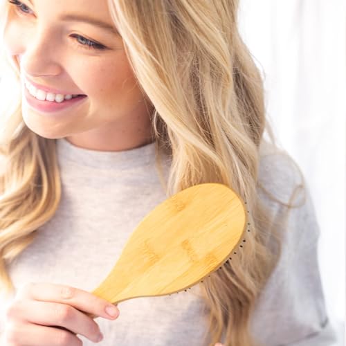 Beauty by Earth Boar Hair Brush - Medium Sized Bamboo Paddle Brush - Unisex Hair Brush for All Hair Types