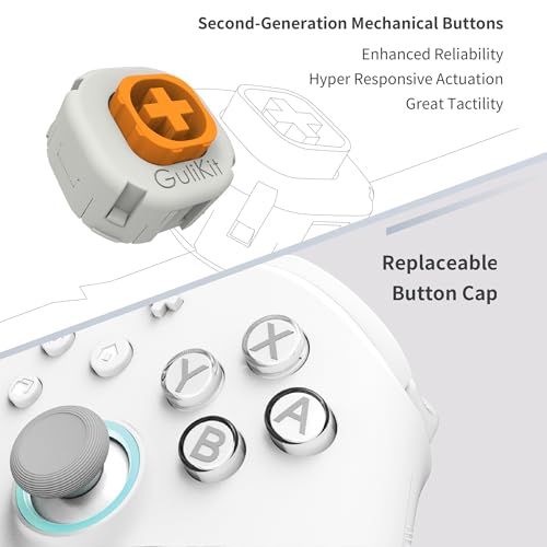 GuliKit KK3 MAX Controller,Kingkong 3 Maglev Vibration Motor,Hall Effect Bluetoot/Wired/Wireless Controller with 1000Hz Polling Rate and Level 2200 High Precision Joystick for Windows,Switch, Android, iOS (White)