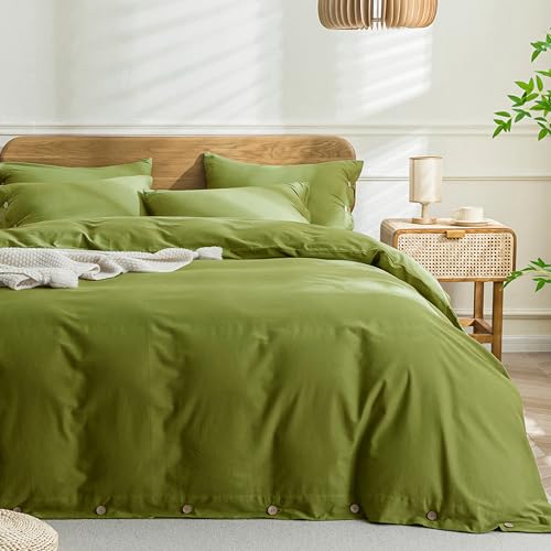 JELLYMONI Bedding Duvet Cover Set - 100% Washed Cotton Linen Like Textured Comforter Cover, 2 Pieces Breathable Soft Bedding Set with Button Closure (Gray, Twinxl 66"x92")