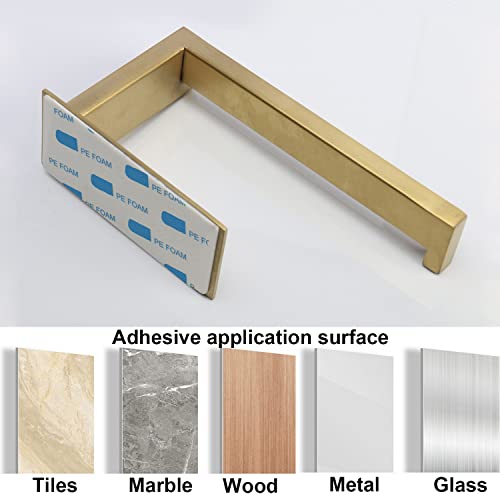 Vanloory Toilet Paper Holder, Self Adhesive Tissue Holder Stainless Steel Rustproof Paper Roll Holder, No Drilling Easy to Install, Toilet Paper Rack Suitable for Office, Bathroom (Brushed Gold)