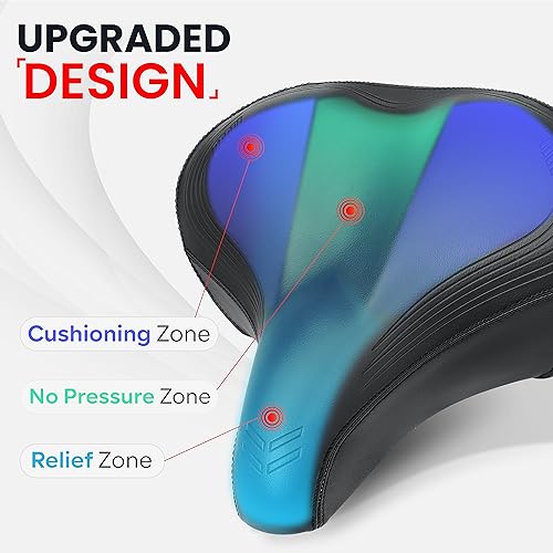 Wide Bike Seat Compatible with Peloton Bike & Bike+, Bike Seat Cushion for Men & Women Comfort, Bike Saddle Replacement, Oversized Bicycle Seat, Road & Exercise Bike Seat, Accessories for Most Bikes
