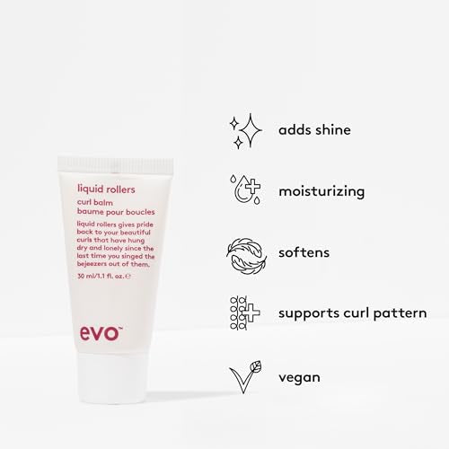 EVO Liquid Rollers Curl Balm - Hair Styling Balm - Enhances Natural Curls, Protects Frizz & Improves Overall Condition - Travel Size, 30ml / 1.01fl.oz