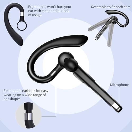 WMWYMX Bluetooth Headset, Bluetooth Wireless Earpiece with mic Trucker Headset for Phone Case Office Phones with Built-in Microphone Manos Libres Noise Cancelling