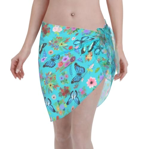 Wizfuyq Black and White Cow Pattern Sarong Beach Wrap Chiffon Swimsuit Cover Ups Bikini Wrap Bathing Suit Beach Dress for Women (One Size)