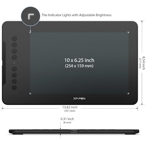 XPPen Updated Deco 01 V3 Drawing Tablet-16384 Levels of Pressure Battery-Free Stylus, 10x6 Inch OSU Graphic Tablet, 8 Hotkeys for Digital Art, Teaching, Gaming Drawing Pad for Chrome, PC, Mac, Android