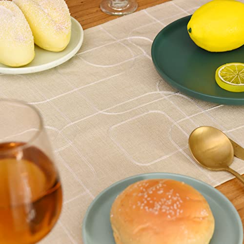 Winotic Table Runner 13 x 72 Inches Long, Modern Light Ivory Embroidered Table Linen for Kitchen Dining Coffee Table Wedding Party Daily Home Decor (Light Ivory, 13"x72")