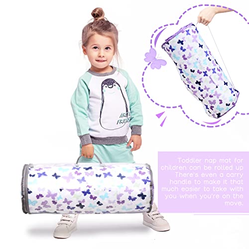 UOMNY Preschool Nap Mat with Pillow and Blanket Toddler Sleeping Bag for Daycare 48x20 Girls Sleeping Mat for Toddlers Kindergarten Blue (Mermaid)