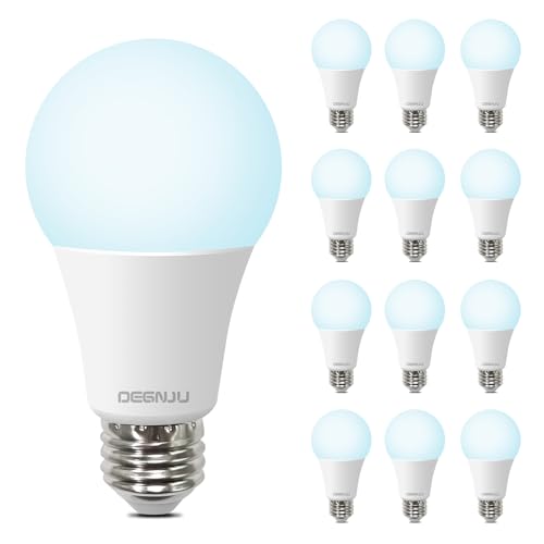 DEGNJU LED Light Bulbs Soft White 2700K, 60 Watt Equivalent LED Bulbs, A19 Standard Bulbs, 800 LM, 15000 Hours, E26 Base, Non-Dimmable, 8.5W White LED Bulbs for Bedroom Living Room, 12 Pack