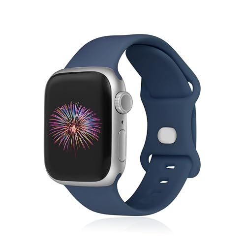 GINNARY Sport Bands Compatible with Apple Watch Band 38mm/40mm/41mm/42mm/44mm/45mm/49mm Women Men,Soft Silicone Strap Compatible with iWatch Ultra2/Ultra Series9/8/7/6/5/4/3/2/1/SE Starlight