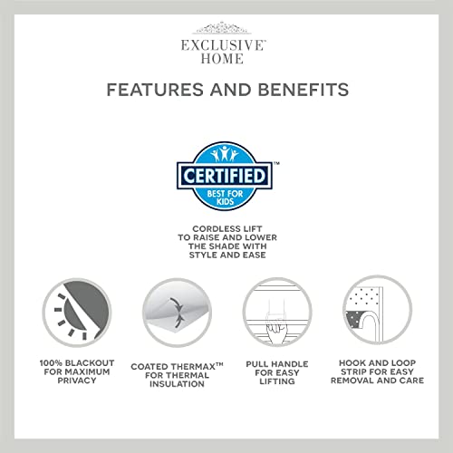 Exclusive Home Ricardo Total Blackout Roman Shade, 23"x64", Black