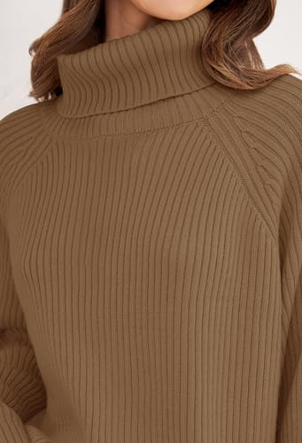 ZESICA Women's 2024 Winter Sweaters Oversized Turtleneck Long Sleeve Chunky Knitted Pullover Sweater Jumper Tops,Turquoise,Medium
