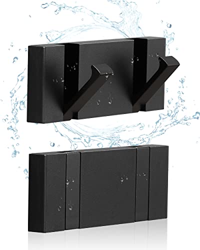 2 Pack,Waterproof Black Towel Hooks,Foldable Towel Hooks for Bathrooms,Modern Coat Hooks,Black Robe Hooks,Bathroom Modern Hooks,Free Perforated,Bathroom Towel Hooks,Towel Door Hooks,Also for Kitchen.