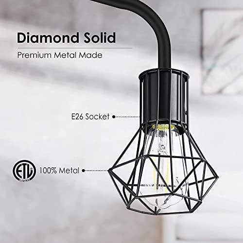 BoostArea Industrial Floor Lamp, Diamond Shape Design, 6W LED Bulb, E26 Socket, On/Off Footswitch, Premium Quality, Safe, Easy Assembly, Modern Style, Black