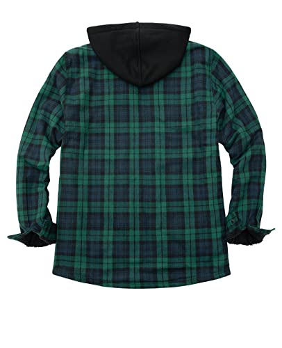 ZENTHACE Flannel Jackets for Men with Hood Sherpa Fleece Lined Zip Up Flannel Shirt Jacket Men Blue S