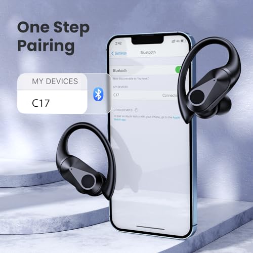FOYCOY Wireless Earbuds Bluetooth Headphones 90Hrs Playtime Ear Buds IPX7 Waterproof Sports Earphones Wireless Charging Case Over-Ear Earhooks Headest