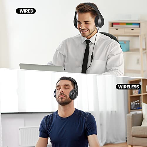 Rydohi Bluetooth Headphones Over Ear, 68H Playtime and 3 EQ Music Modes Wireless Headphones with Microphone/Deep Bass, HiFi Stereo Foldable Lightweight Headset for PC Home Travel Office (Black