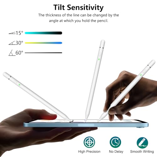 iPencil 1st Generation USB C, Stylus Pen for iPad with 10X USB-C Charge, Tilt Sensing & Palm Rejection, Pencil for iPad 6~10th, iPad Air 3~5th, iPad Mini 5/6th, iPad Pro 11"/12" (2018-2024)