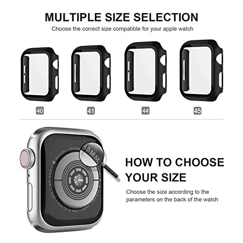 XFEN 3 Pack Cases with Screen Protector for Apple Watch Series 6 SE Series 5 Series 4 40mm, Black + Hot Pink(Barbie Pink) + Dark Purple