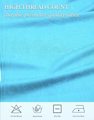 Achillea Women's Two Tone Vintage Jacquard Paisley Pashmina Shawl Wrap Scarf (Light Blue Tan)