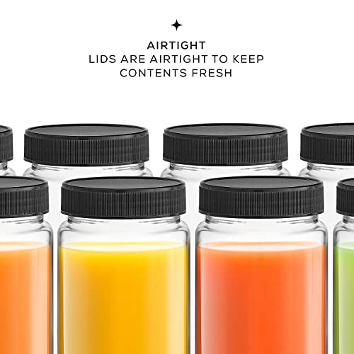 JoyJolt Glass Juice Bottles, 16 oz Glass Bottles with Caps. Set of 8 Juice Containers with Lids for Fridge, and Labels for Juice Jars. Glasses for Juice, Cold Brew Bottles, Smoothie Jars