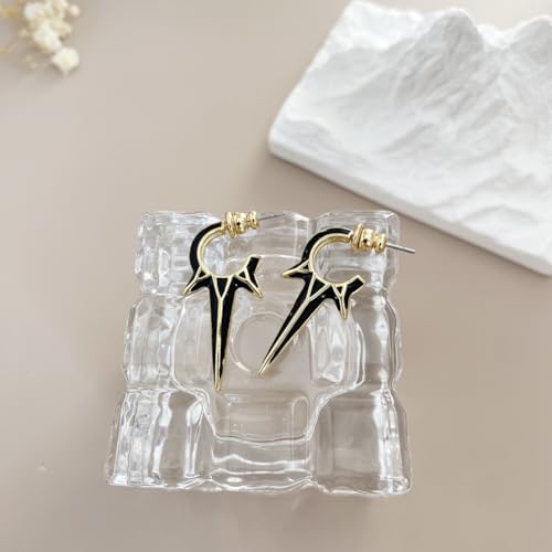 Obidos 14K Gold Plated Triple Spike Hoop Earrings Gold Huggie Small Hoop Earrings for Women Boho Simple Hypoallergenic Earrings