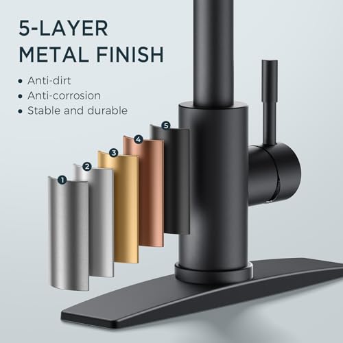 FORIOUS Kitchen Faucets, Chrome Kitchen Faucet with Pull Down Sprayer, Modern Kitchen Sink Faucet Stainless Steel, High Arc Gooseneck Faucet for Kitchen Sink, Bar, Farmhouse, Laundry