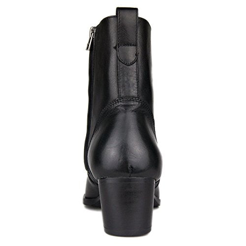 OSSTONE Dress Boot for Men Leather Chukka Designer Boots Calfskin Casual Heel Shoes Zipper-up OS-JY002-Brown-Calfskin-US 12