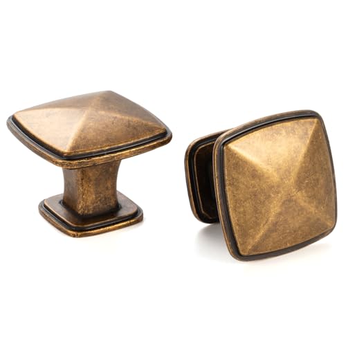 ASKANO 10 Pack 1-3/16 Inch, Square Brushed Nickel Cabinet Knobs Satin Nickel Drawer Knobs Silver Cabinet Pulls, ZK2202 Solid Kitchen Hardware for Cabinets Drawers Bedroom Dresser Bathroom Cupboard