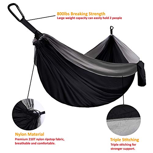 Gold Armour Camping Hammock - XL Double Hammock Portable Hammock Camping Accessories Gear for Outdoor Indoor with Tree Straps, USA Based Brand (Sky Blue and Lime Green)