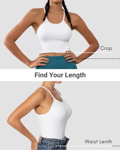 Sunzel Free to Be Tank, Ribbed Crop Tops for Women Summer Tank Tops Cute No pad Racerback Camisole Cropped Workout Gym Yoga Classic Blue Lilac(2pcs) M