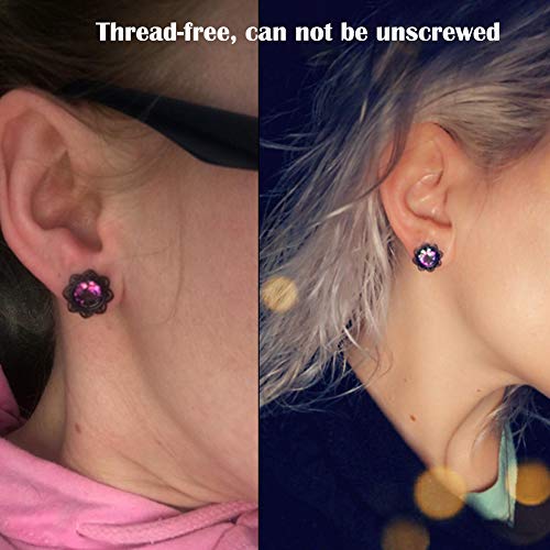 Qmcandy 2pcs 0g-1" Stainless Steel Lotus Edge Crystal Ear Gauges Piercing 00g